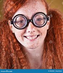 Freckled nerdy beauty stock image. Image of expressive - 25846881