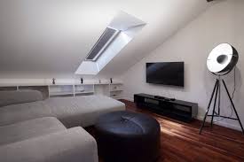a slanted wall in the living room