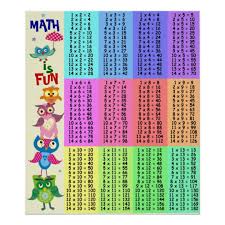 Rainbow Owls Multiplication Table Fun Poster