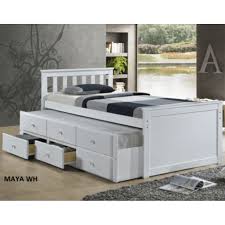 Maya White Wood Twin Captains Bed By