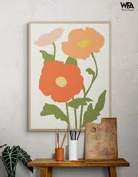 Orange Poppy Print Framed California