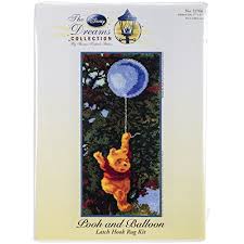 M C G Textiles 52766 Pooh And Balloon Rug Disney Dreams Collection By Thomas Kinkade Latch Hook Kit 17 By 36 Inch