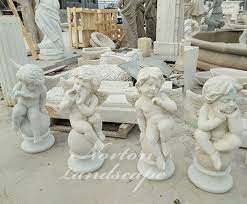 White Marble Cherub Statues