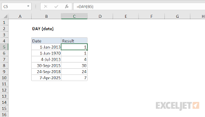 How To Use The Excel Day Function Exceljet