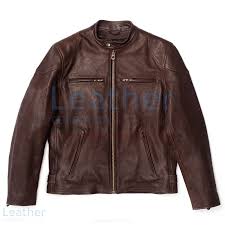 brown cafe racer leather jacket