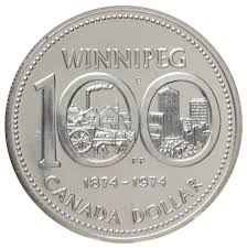1974 1 Winnipeg Centennial Silver Dollar