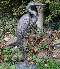 Cast Iron Garden Crane Sculptures