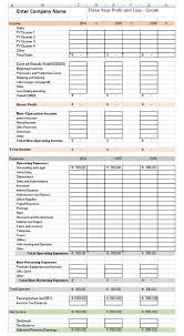Profit And Loss Statement Template Goods Services Excel