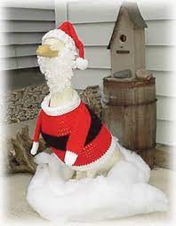crocheted garden goose santa suit
