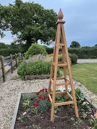 Teak Obelisk Garden Art Climbing