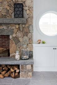 Rustic Stone Fireplace With Hearth