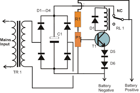 Schematic and description of simple automatic nimh battery charger circuit using ic 7805 with multiple selectable current options for charging. One Transistor Automatic Battery Charger Circuit Homemade Circuit Projects