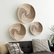 Set Of 3 Seagrass Wall Hanging Plates