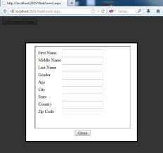 web form in the modal popup of asp net