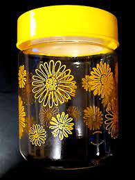 Vintage Corning Glass Yellow Daisy Jar