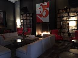 cool lobby area vinyl records on the