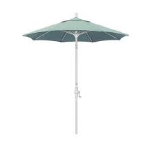 California Umbrella 7 5 Ft Matted White Aluminum Market Collar Tilt Patio Umbrella Fiberglass Ribs And In Spa Sunbrella