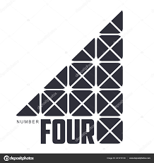 Two Colors Graphic Number Four Logo Templates Stock Vector