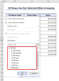 excel date filter is not grouping by