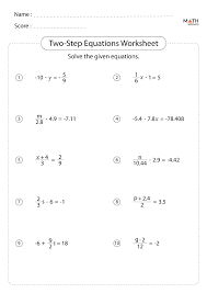 two step equations worksheets math monks