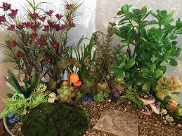 fairy garden with artificial plants