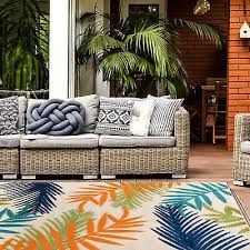 world rug gallery palm frond indoor outdoor multi 2 x7 runner rug