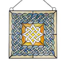 W031 Celtic Stained Glass Panel With