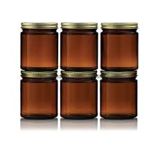 9oz Straight Sided Amber Glass Jars For