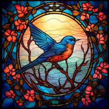 Bluebird Stained Glass Window Cling