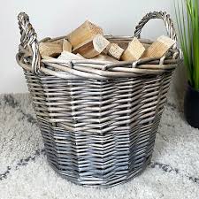 Wicker Lined Log Basket Classic Round