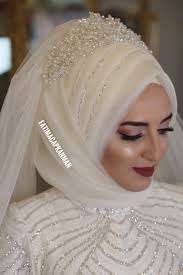 ivory muslim bridal veils 2018 beading