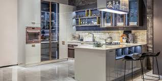 Grey Modern Lacquer Kitchen With Glass