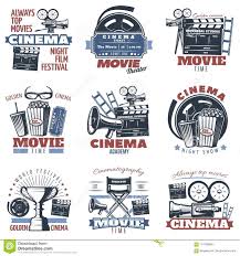 Cinema Emblems In Color Stock Vector Illustration Of Illustration