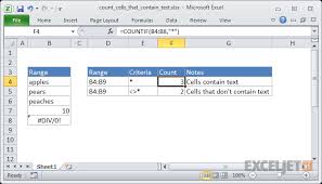 Excel Formula Count Cells That Contain Text Exceljet