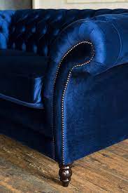 2 Seater Navy Blue Velvet Fabric