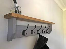 Grey Coat Rack Shelf With Hooks Wall