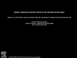 Duplex Ultrasound Velocity Criteria For The Stented Carotid