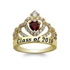 Details About Yellow Gold Plated School Class Of 2019 Graduation Garnet Cz Ring Size 5 10