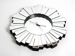 Large Sunburst Mirror Wall Clock 1970s