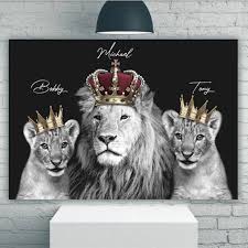 Lion Family Crown Print Canvas