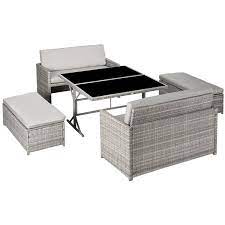 outsunny 5 piece rattan patio dining
