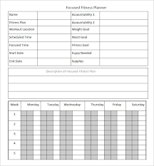 fitness schedule template 12 free