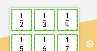 Another set shows just the pie fraction and the fraction numeral. Unit Fractions Cards Teaching Resource Teach Starter