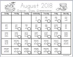 Fill In Yourself Behavior Calendar 2018 2019 Pdf And Editable By