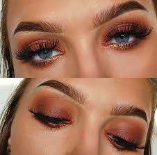 glittery pink brown smokey eye makeup