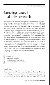 This method is not only about what people think but also why they think so. Pdf Sampling Issues In Qualitative Research