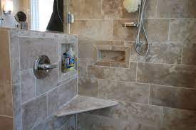 half wall shower with seat and handheld