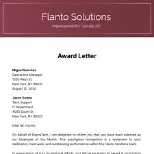 free award letter templates exles
