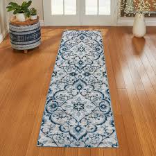 tunny blue indoor medallion runner rug