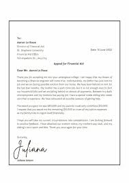 financial aid appeal letter